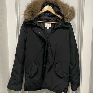 Old Navy Black Faux Fur Hood Winter Coat